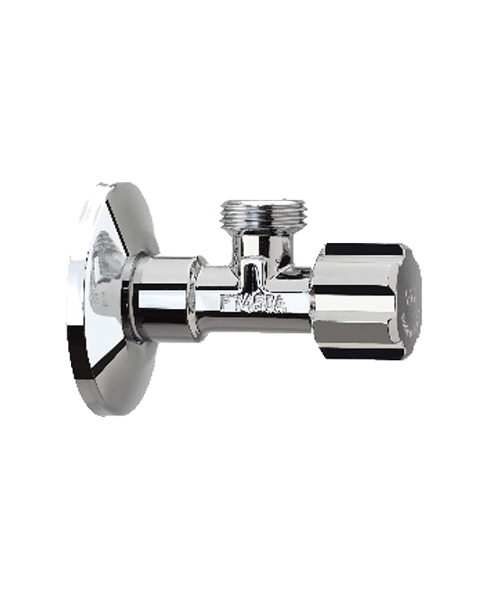 Angle valve 950 l/h chrome plated , handle ABS , rosace, without nut 89 gra,